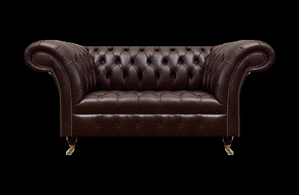 Braunes Chesterfield Ledersofa Designer Kunstledercouchen Zweisitzer