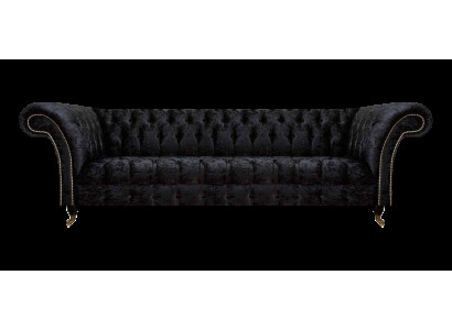 Chesterfield Moderner Schwarzer Viersitzer Edle Polstermöbel 4-Sitzer