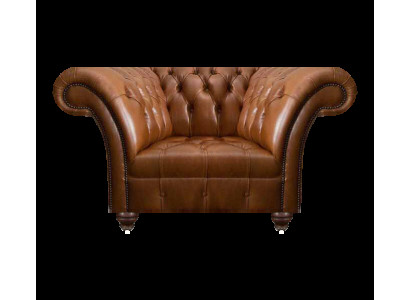 Brauner Chesterfield Einsitzer Wohnzimmer Ledersessel Polster 1-Sitzer
