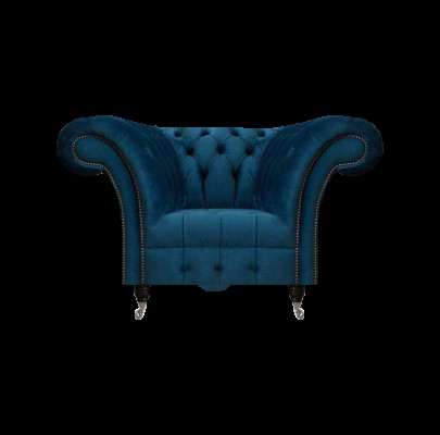Moderner Blauer Chesterfield Sessel Designer Sitzmöbel Wohnzimmer Sitzer