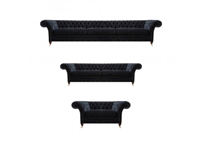Schwarze Chesterfield Sofas Designer Wohnzimmer Polstercouchen Sessel