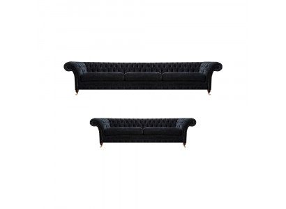 Schwarze Chesterfield Polstercouchen Designer Wohnzimmer Textil Sofas