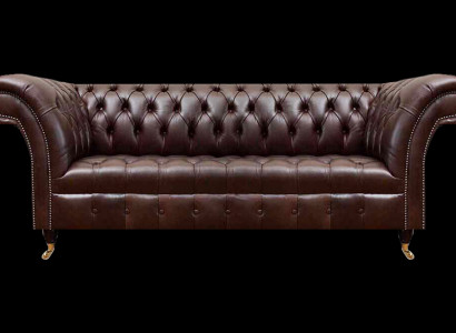 Braune Chesterfield Kunstleder Couch Designer Sitzsofa Wohnzimmer Möbel