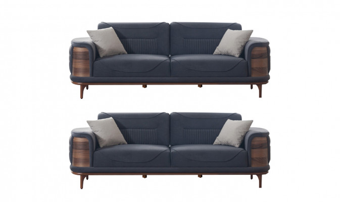 Zwei dunkelgraue Sofas im modernen Stil mit Holzbeinen für ein Wohnzimmer
