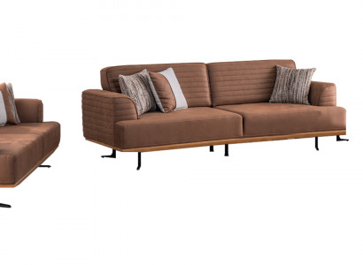 Exklusive Dreisitzer-Sofas und -Sessel für das Wohnzimmer in brauner Polsterung