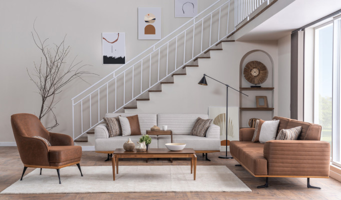 Designer Sofagarnitur zwei Drei-Sitzer Sofas & Sessel für Wohnzimmer