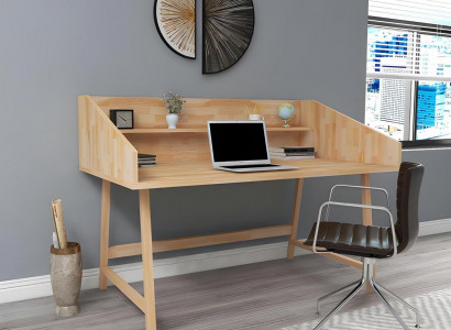 Stilvoller Hellbrauner Schreibtisch Designer Bürotische Luxus Holz Möbel