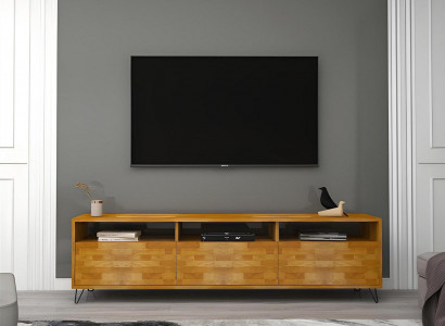Braunes Wohnzimmer  Sideboard  Robuster TV Ständer Moderne Holz Möbel