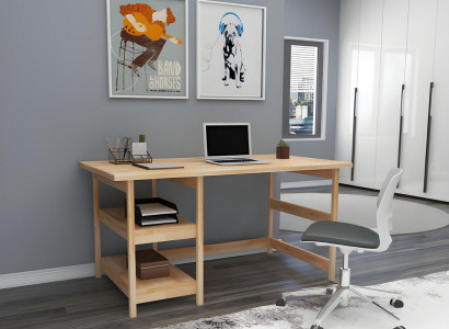 Moderner Brauner Jugendzimmer Tisch Luxuriöse Holztisch Metallgestell