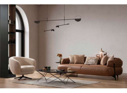 Modernes Wohnzimmer Sofa Set Designer Dreisitzer Edler Lehnsessel 2tlg