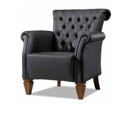 Schwarze Chesterfield Sitzgarnitur Ledersofa Moderner Einsitzer 2tlg Set