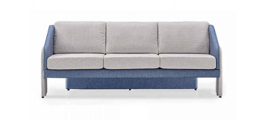 Grau-Blaue Wohnzimmer Designer Sitzmöbel 3-Sitzer Lehnsessel 2tlg Set