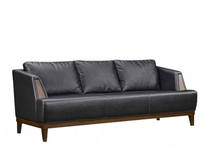 Schwarzer Designer Leder Dreisitzer Moderne Wohnzimmer Polster Couch