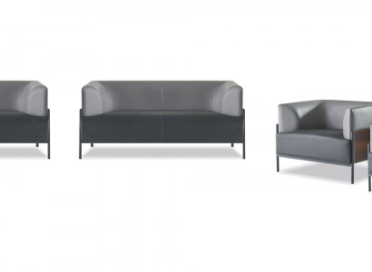 Ergonomischer Komplett Sofa-Set 4tlg Schwarz Designer Polster Modern Stil