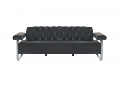 Chesterfield Design 3-Sitzer Sofa Schwarz Einfarbig Modern Design Stil