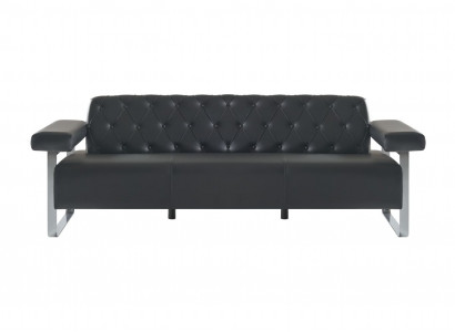 Chesterfield Design 3-Sitzer Sofa Schwarz Einfarbig Modern Design Stil