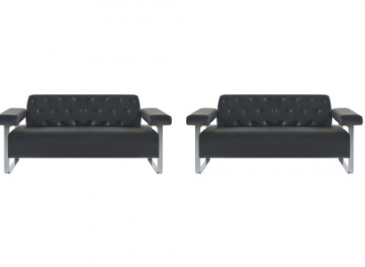 Ledersofas 2tlg Schwarz Einfarbig Chesterfield Modern Design Universelle