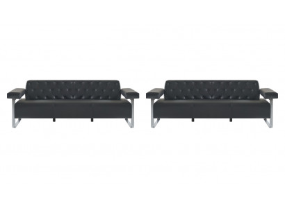Sofa-Set Büro Ledersofas 2tlg 3-Sitzer Chesterfield Modern Designer