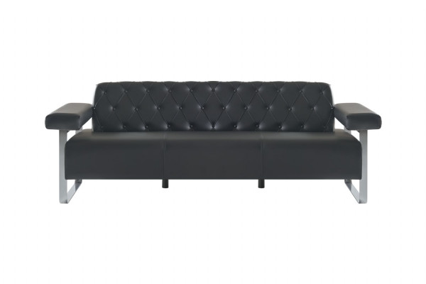 Schwarz Modern Stil Chestefield Design Büro 4tlg Set Sofagrnituren
