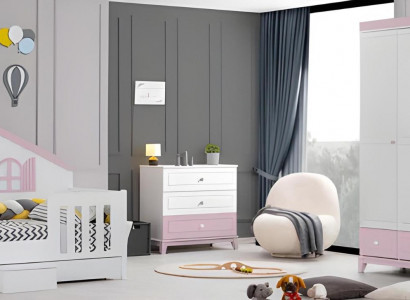 Jugendzimmer Stilvolle Kinderbett  Kleiderschrank  Kinderzimmer Möbel 2tlg Set