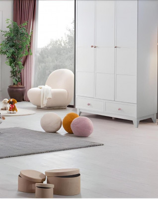 Kinderzimmer Set Modern Bett Mehrfarbig Kleiderschrank Kommode Helles Neu