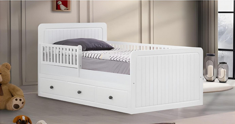Modern Kinderbett Weiß Bett Kinderzimmer Kinderzimmermöbel Helles Holz