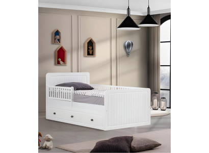Modern Kinderbett Weiß Bett Kinderzimmer Kinderzimmermöbel Helles Holz