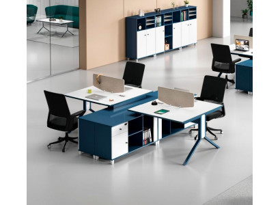 Blau-weißer Arbeitstisch Arbeitsplatz Möbel Designer Hochwertige Tische