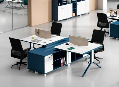Blau-weißer Arbeitstisch Arbeitsplatz Möbel Designer Hochwertige Tische