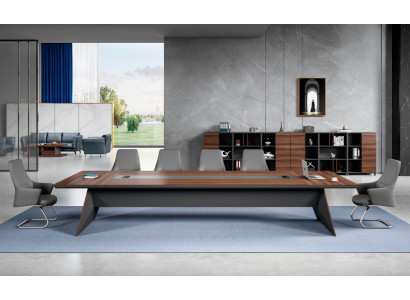 Braun-Grauer Konferenztisch Designer Arbeitszimmer Möbel Holz Tische