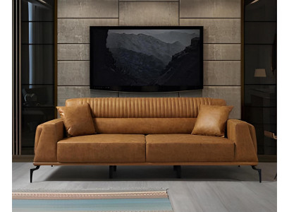 Braune Moderne Ledercouch Designer Wohnzimmer Dreisitzer Designer Möbel