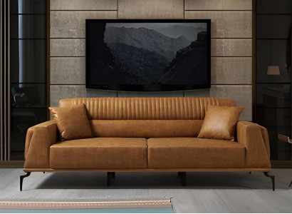 Braune Moderne Ledercouch Designer Wohnzimmer Dreisitzer Designer Möbel