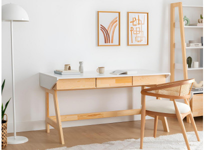 Hellbeiger Schreibtisch Luxuriöse Arbeitszimmer Designer Holz Tische