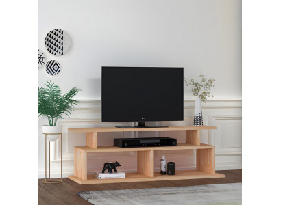 Stilvoller Beiger TV-Ständer Wohnzimmer Sideboard Robuster Holz Regal