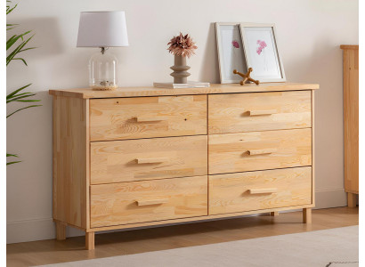 Luxuriöse Beige Kommode Schlafzimmer 6-Schubladen Holz Ablage Kommode