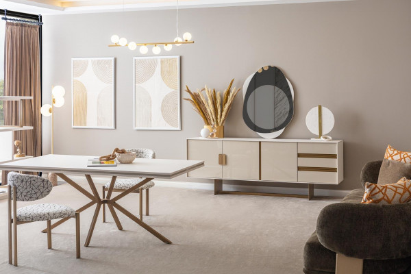 Hellbeige Anrichte Designer Esszimmer Möbel Luxuriöse Kommode Holzmöbel