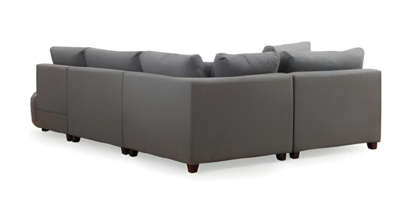 Modernes Ecksofa Graue L-Form Wohnzimmer Couch Polster Möbel Holzgestell