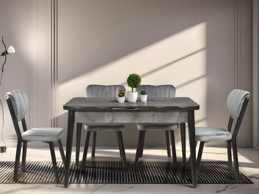 Schicker Esszimmer Grauer Esstisch Rechteckiger Tisch Designer Platte