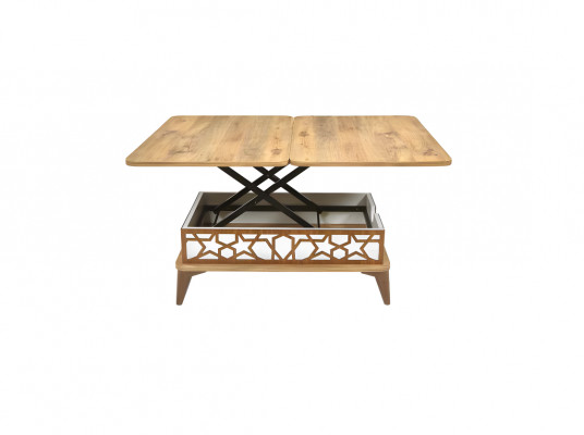 Braun-Weißer Sofatisch Designer Ausziehbarer Wohnzimmer Edler Couchtisch