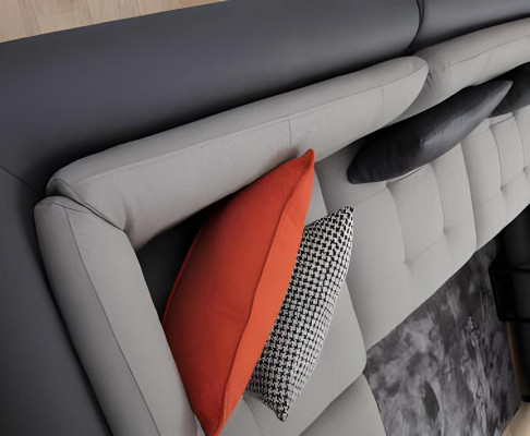 Ecksofa U-Form Wohnzimmer Textil Material mit Kissen Modern Design Stil