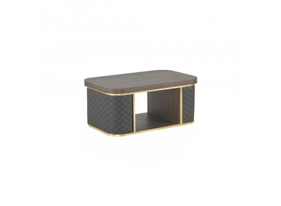 Couchtisch Braun Schwarz Zweifarbig mit Regal Modern Design Rechteckig