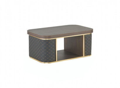 Couchtisch Braun Schwarz Zweifarbig mit Regal Modern Design Rechteckig