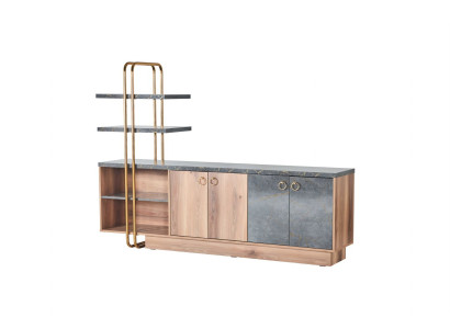 Sideboard Aktenschrank Modern Design Braun Grau Zweifarbig Arbetiszimmer