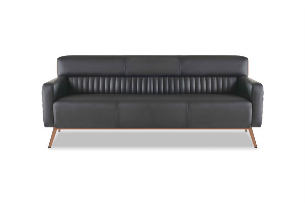 Arbeitszimmer 3-Sitzer Sofa Schwarz Einfarbig Modern Design Wohnzimmer