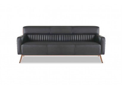 Arbeitszimmer 3-Sitzer Sofa Schwarz Einfarbig Modern Design Wohnzimmer