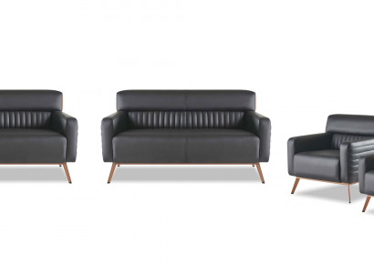 Sofas 4tlg 2-Sitzer Sofas Sessel Arbeitszimmer Set Schwarz Einfarbig