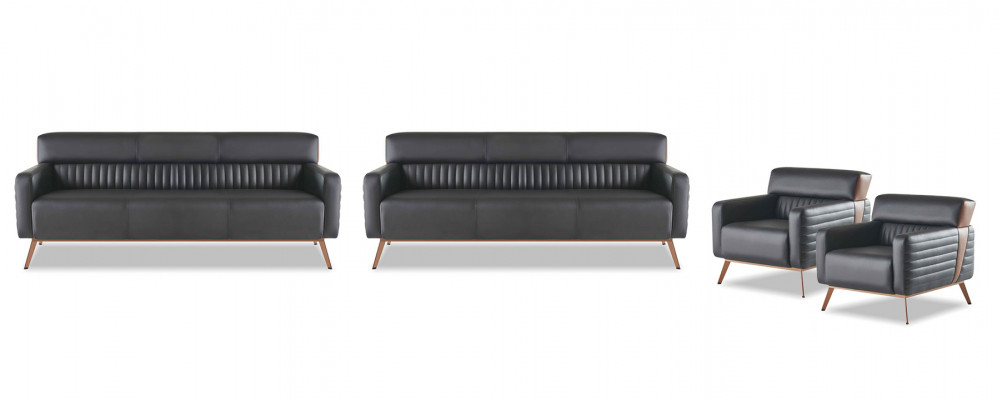 Sofas 3-Sitzer Sessel Arbetiszimmer-Set 4tlg Schwarz Modern Einfarbig