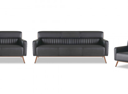 Sofas 3-Sitzer Sessel Arbetiszimmer-Set 4tlg Schwarz Modern Einfarbig