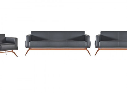 Arbeitszimmer-Set 4tlg 3-Sitzer Sessel Sofas Wohnzimmer Grau Einfarbig