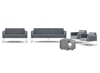 Arbeitszimmer-Set 5tlg 3-Sitzer 2-Sitzer 2x Sessel Couchtisch Grau Stil